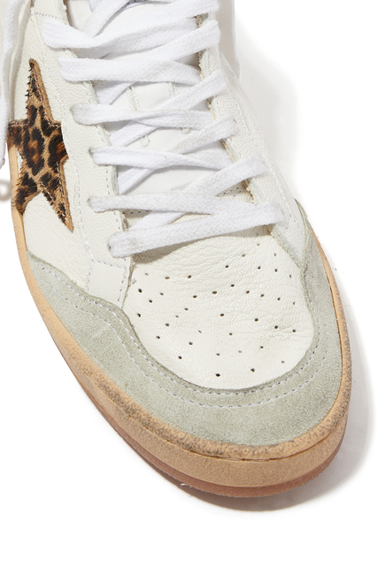 Ball Star Low-Top Leopard-Detail Sneakers